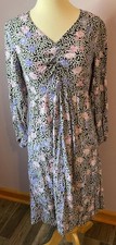 Loft Black and Pink Floral Knee Length Long Sleeve Dress Petite Size 4