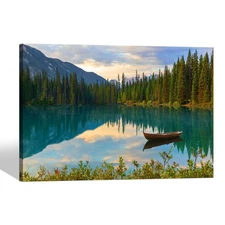 Lake Nature Wall Art Canvas: Forest Scenic Mountain Scene Artwork Landscape P...