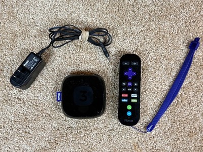 Roku 3 Streaming Player Model 4200X w/ Power Cable And Remote (Tested & Works)