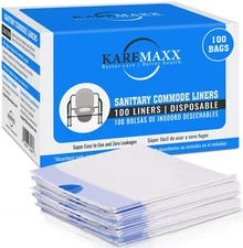 100 Bedside Commode Liners Bags for Commode Toilet - Leak Proof & Odorless