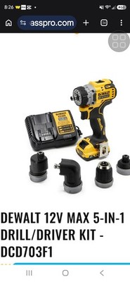 DeWALT DCD703F1 12V Max Brushless Cordless Multi-Head Drill / Driver - Kit New