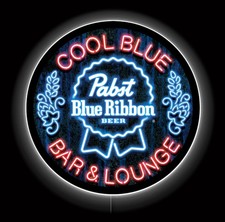 PABST BLUE RIBBON LED BEER SIGN Lighted Backlit 23" US Made Bar Lounge Garage