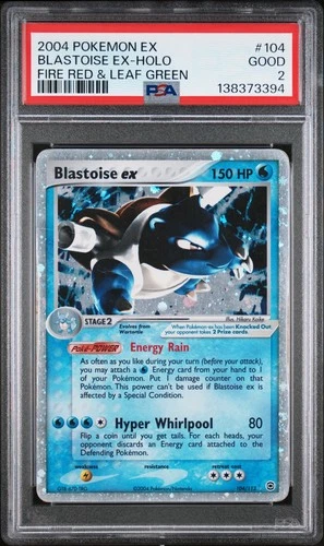 PSA 2 GOOD 2004 Pokemon EX Fire Red & Leaf Green Blastoise EX Holo Foil 104/112
