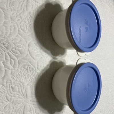 2 Tupperware #2513A Butterfly White Bowl Blue Lid 26 oz Freezer