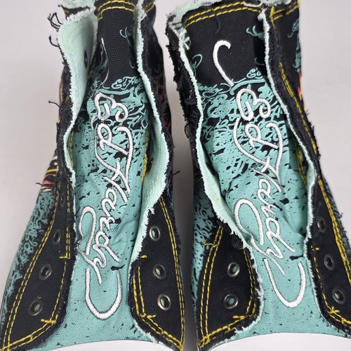 Ed Hardy Sneakers Mens 13 Black High Top Roaring Tiger All Over Print Laceless - Picture 3 of 10