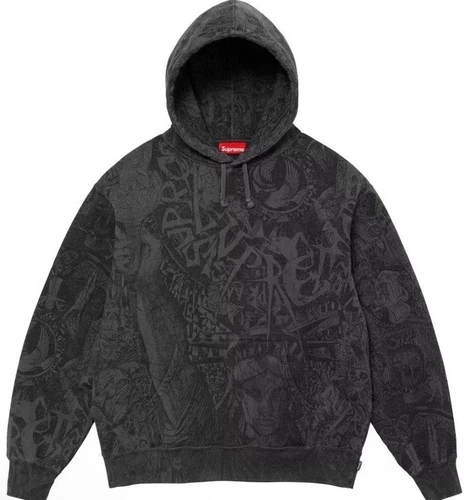 Sweat à capuche Supreme Liberty Taille XL Noir lavé NEUF