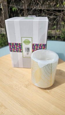 Scentsy Gilded Leaves Wall Plug-In Wax Warmer White Gold Leaf Design