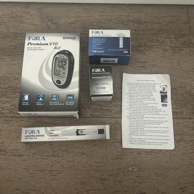 Fora Care Premium V10 Talking Blood Glucose Meter with 50 strips exp. 6/30/02 +