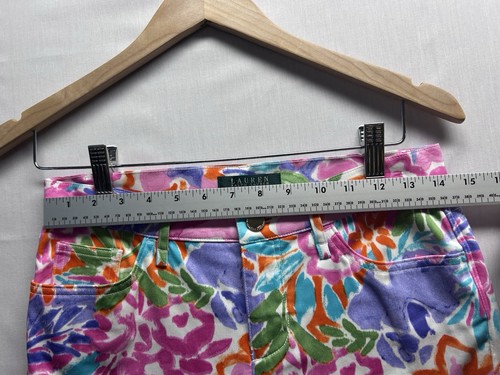Pantalones Ralph Lauren PETITE para mujer 2p colorido estampado floral elástico satinado algodón - Imagen 5 de 8