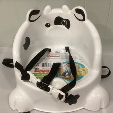 Fisher Price Cow Booster Chair Seat with Strap Toddler Black and White  NEW
