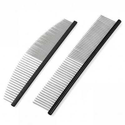 2 Pack Metal Dog Grooming Combs Set, Crescent Dog Eyes Comb 6.5in and Cat Gro...