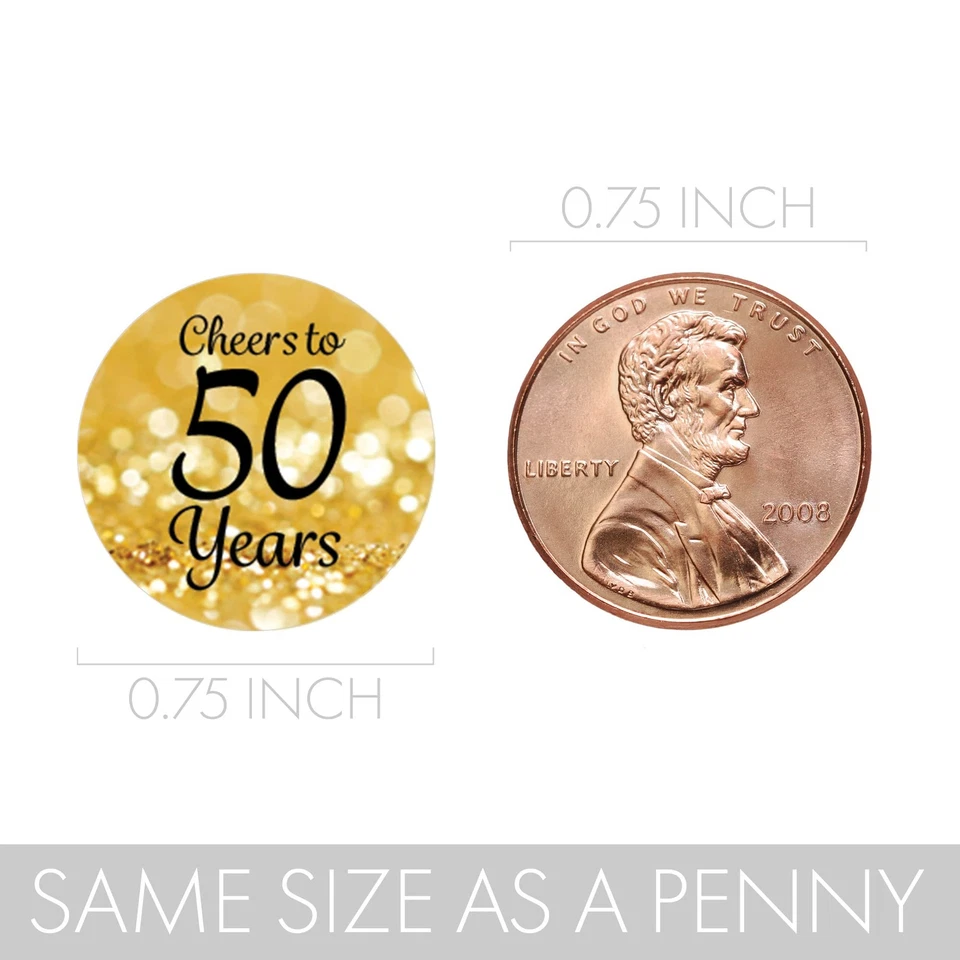 180 calcomanías adhesivas negras y doradas 50 cumpleaños fáciles de pelar dulces favores Foto 2 de 4