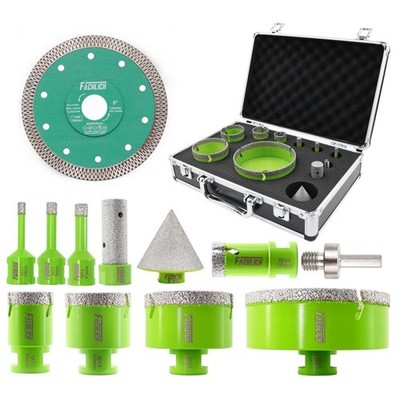 FACHLICH Diamant Fliesenbohrer Set Premium | 10 teilig | inkl 1xTrennscheibe M14