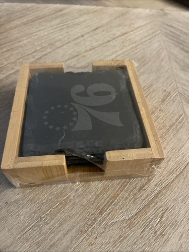 Philadelphia 76ers Laser geätzte Schiefer Untersetzer, 4er Set Holzhalter - Bild 2 von 4
