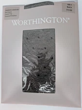 2p JCP Worthington Fashion Dot Control Top Sheer Pantyhose - Size 4 - Black