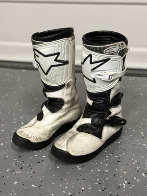 Alpinestars Tech T Boots- Size 8 White/Black Motorcycle Trials | eBay