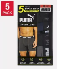 Puma Men's Boxer Briefs, 5 pack - BLACK, BLUE, GRAY (Select Size: Small-XXL)
