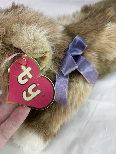 ORIGINAL TAG Vintage 1990 TY Patches 21" Kitty Cat Stuffed Plush Blue Ribbon - Picture 2 of 11