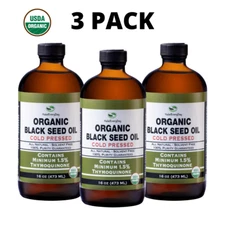 Organic Black Seed Oil - 100% Pure Cold Pressed Cumin Nigella Sativa Fresh Bulk