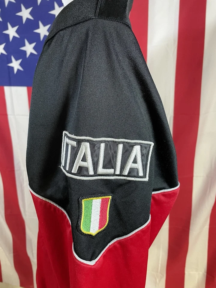 Chaqueta FILA Sport Vintage ITALIA Colorblock Rojo Negro Blanco Cremallera Para Hombre Grande Foto 2 de 3