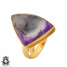 Size 10.5 - Size 12 Adjustable Purple Merlinite 24K Gold Plated Ring GPR739