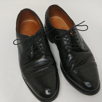 Allen Edmonds Sanford Mens Size 9.5 D Black Leather Cap Toe Derby