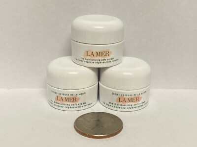 3 X La Mer Moisturizing Soft Cream TRAVEL SIZE  .12 oz/3.5 ml FRESH NEW 