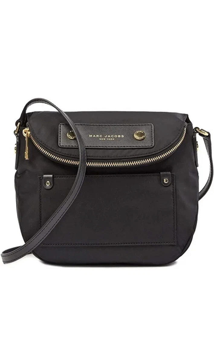 S black nylon crossbody bag with flap