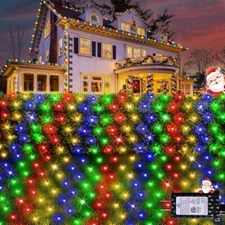 Christmas Net Lights, 280 LED Mesh Lights 9.8FT x 6.6FT 8 Modes Waterproof Ou...