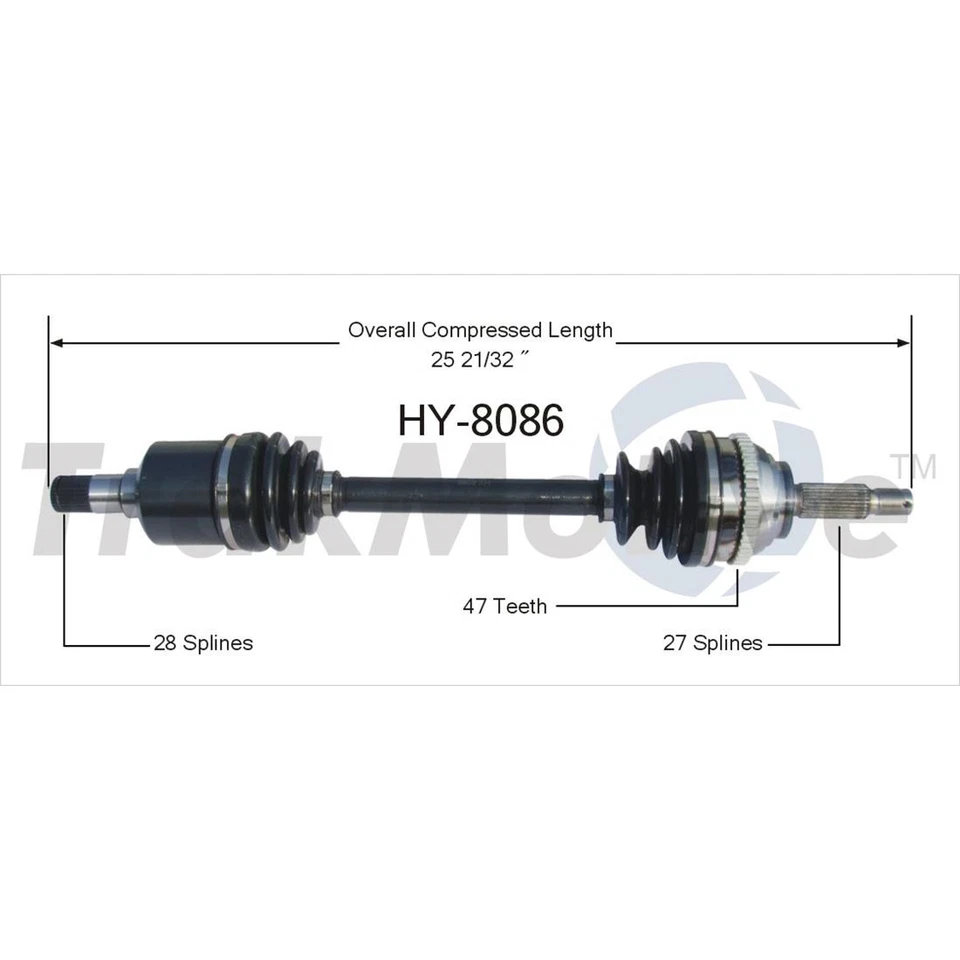 TrakMotive Front Driver Passenger Side CV Axle Joint For Hyundai XG350 2005 2004 - Image 2 of 3
