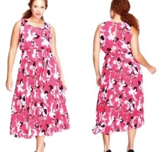 LANE BRYANT Womens Floral Print Sleeveless Round Neck Dress Size 24 Multicolor