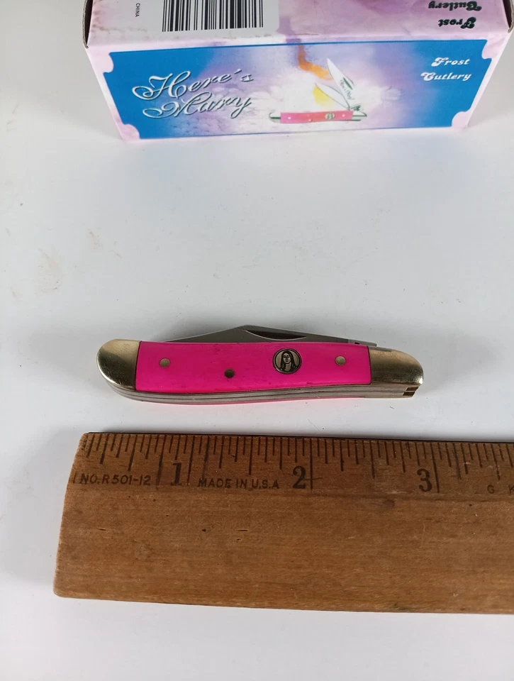 Frost Cutlery Here's Mary 粉色光滑手柄 2 刀折叠口袋刀 — 第 4/4 张图片