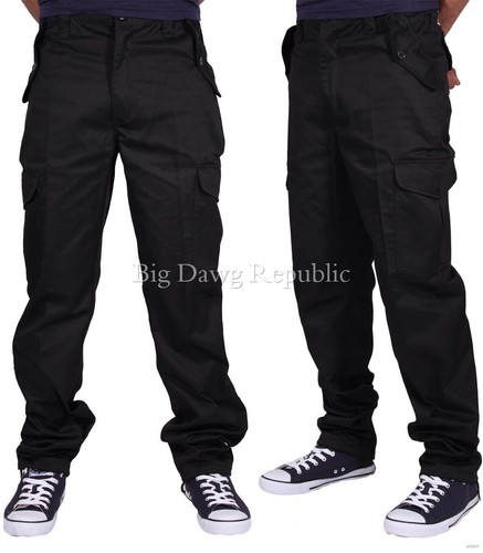 Men's Designer Black Cargo Combat Pants 