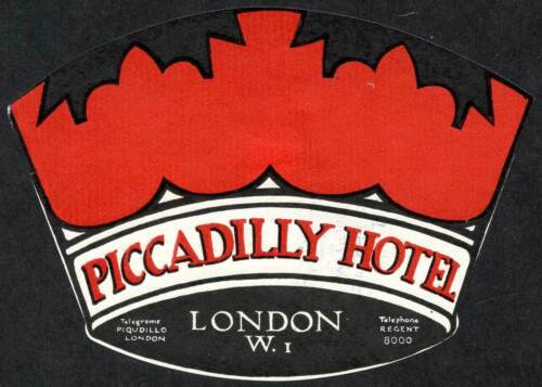 Hotel Baggage Label - Gt. Britain - Piccadilly Hotel, London - Picture 1 of 1