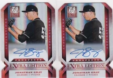 (2) 2013 Panini Elite Extra Edition Jonathan Gray D/C AUTO  Texas Rangers /100