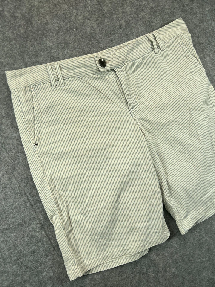 Pantalones Cortos GAP Para Hombre 33 Azul Blanco Rayas Chino Edición Limitada Informal Ropa de Trabajo Para Hombre Foto 4 de 4