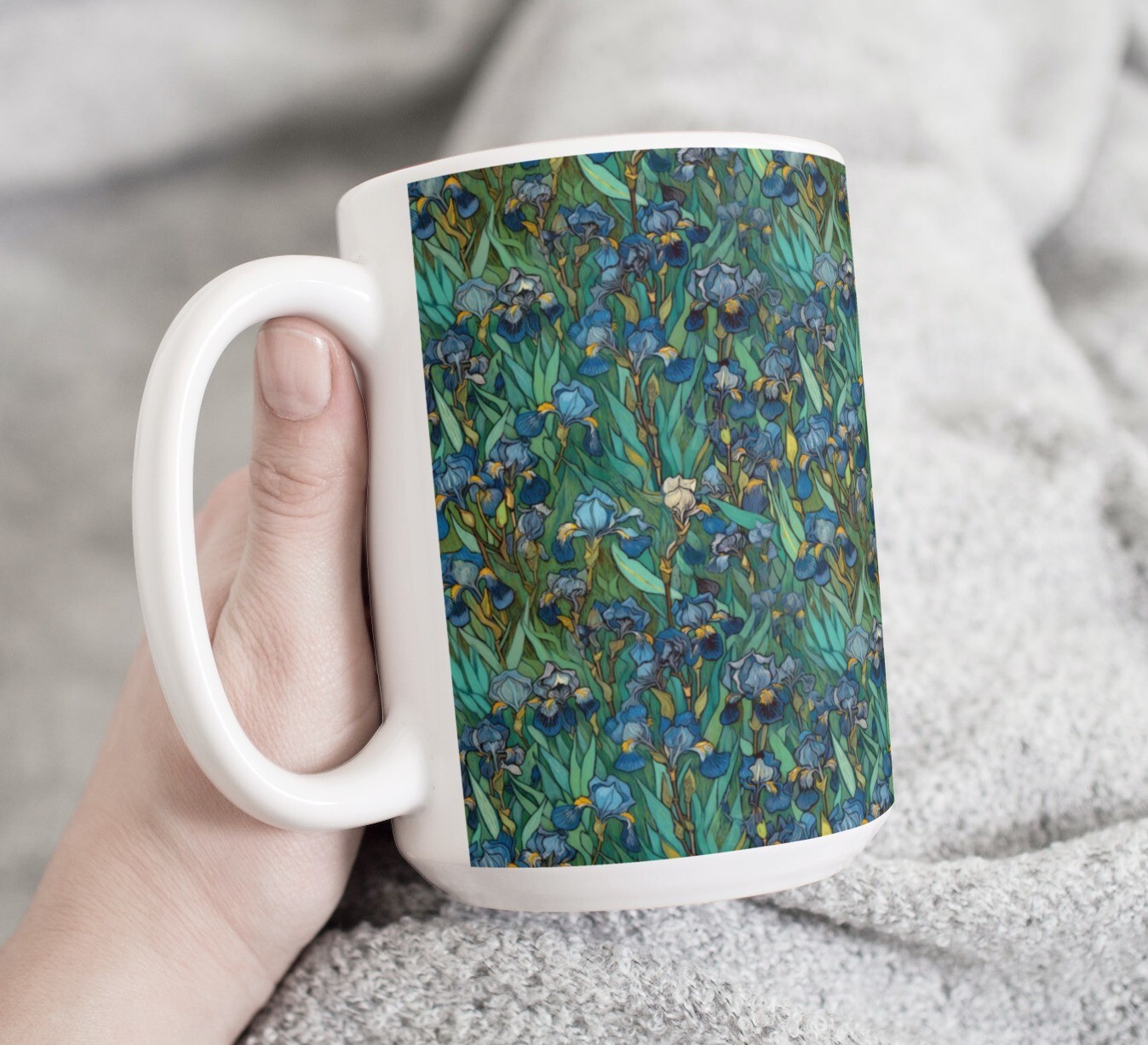 Van Gogh Style Irises Coffee Tea Mug Cup 15 Oz Floral Pattern by Mugzan NEW