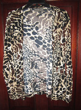 Additions By Chico's 1 M Cardigan Jacket Topper Open Animal Print Stretch Poly