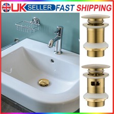 Brushed Gold Bathroom Basin Waste Click-Clack Slotted/ Unslotted Brass Sink Plug