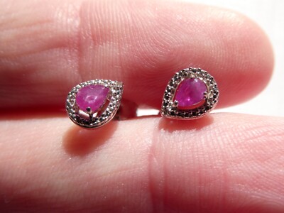 JWBR Kohls Sterling Silver Lab Created Ruby and Diamond Accent Teardrop  Earrings