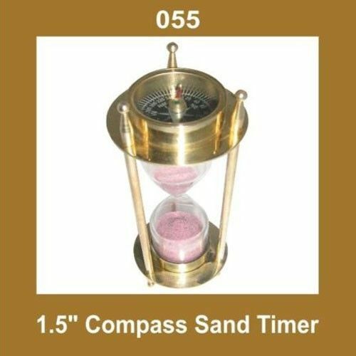 New Vintage 1.5'' Compass Sand Timer Hour Glass Nautical Brass @US - Afbeelding 1 van 1
