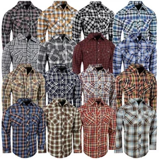 Plaid Country Western Shirt Men Triple Snap Cuff Flap Pockets TrueFit NEW COLORS