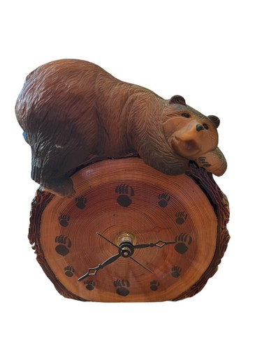 Vintage Wooden Wildlife Clock 1995 Montana Wax Works Bigfork, MT USA Works! Bear - Picture 8 of 8