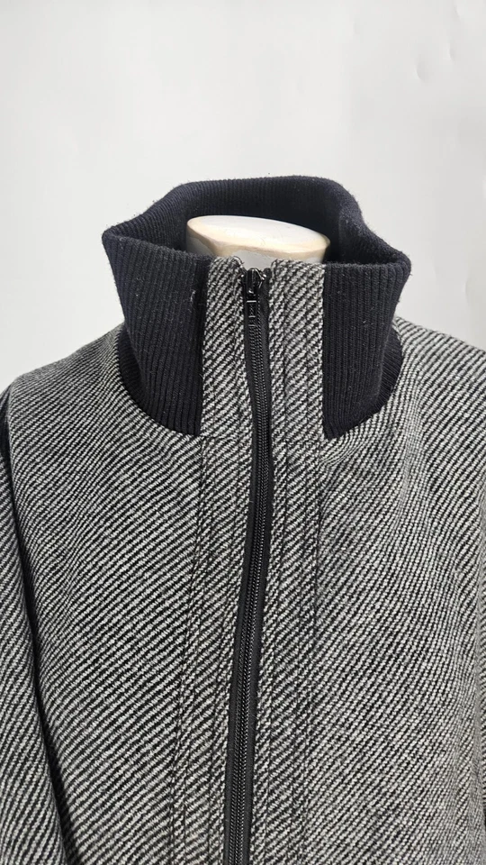 Abrigo para hombre NSF grande gris espiga mezcla de lana cremallera completa simulado Foto 3 de 4