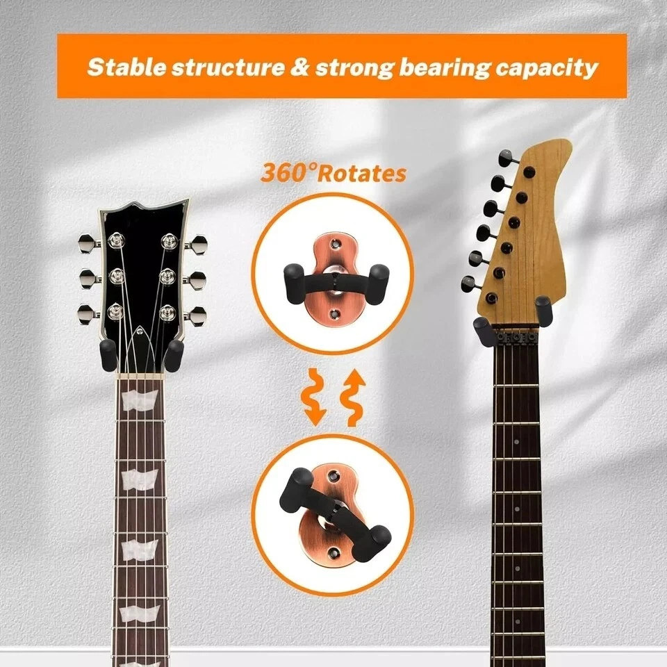 2 PIEZAS Perchas de Guitarra Ajustables Gancho Soporte Montaje en Pared Percha Instrumento de Pantalla Foto 3 de 4