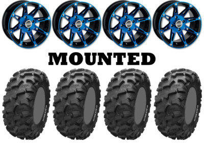 Kit 4 ITP Blackwater Evolution Tires 28x10-14/28x11-14 on Moose 387X Blue CAN