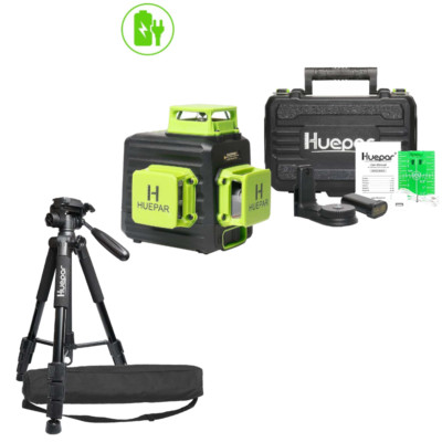Huepar Set B03CG 3D Kreuzlinienlaser im Koffer Mit Stativ TPD14