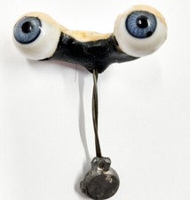 Vintage German Antique Hand Blown Rocker Glass Doll Eyes Blue About 14mm E3-40