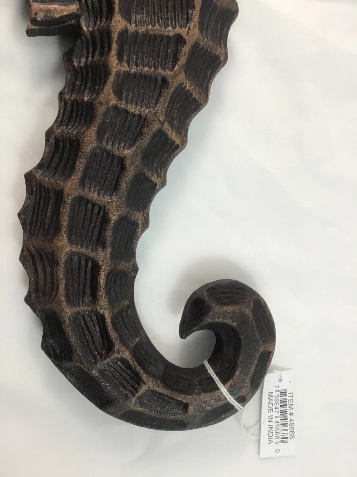 Escultura decorativa de aluminio para caballo de mar acabado cobre 14 1/4" Foto 4 de 4