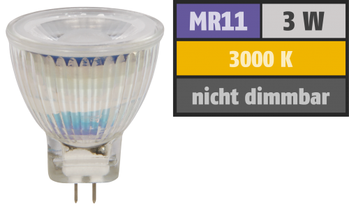 MR11 / G4 3 Watt Reflektor 12V Ac/Dc Warmweiß 3000K A Lampe Leuchtmittel-image